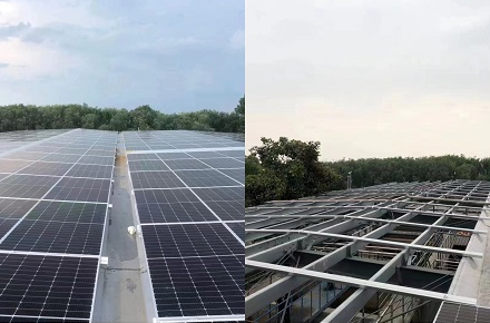 鉄骨無タイルBIPV建設完了